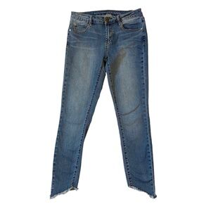 ARTICLES OF SOCIETY Suzy Skinny Fit Raw Asymmetrical Hem Jeans Blue 27